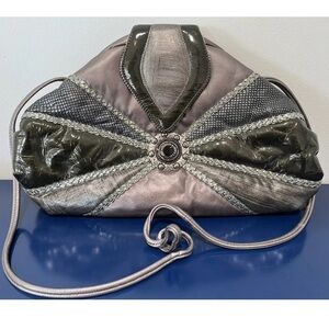 Noble Handbags Inc Leather Shoulder Bag Purse Metallic Jeweled Vintage 80s